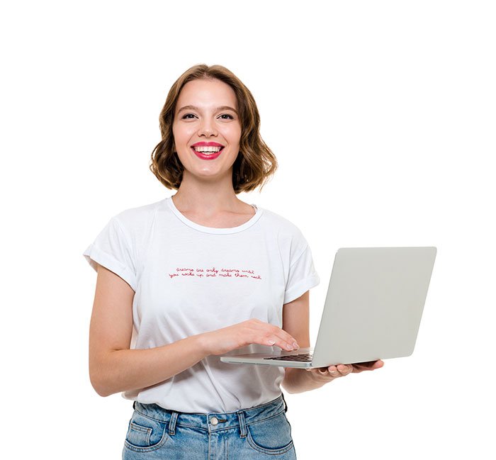 Young woman with a laptop searching for a Certified SBE in LA
Casually dressed, smiling young woman with a laptop.