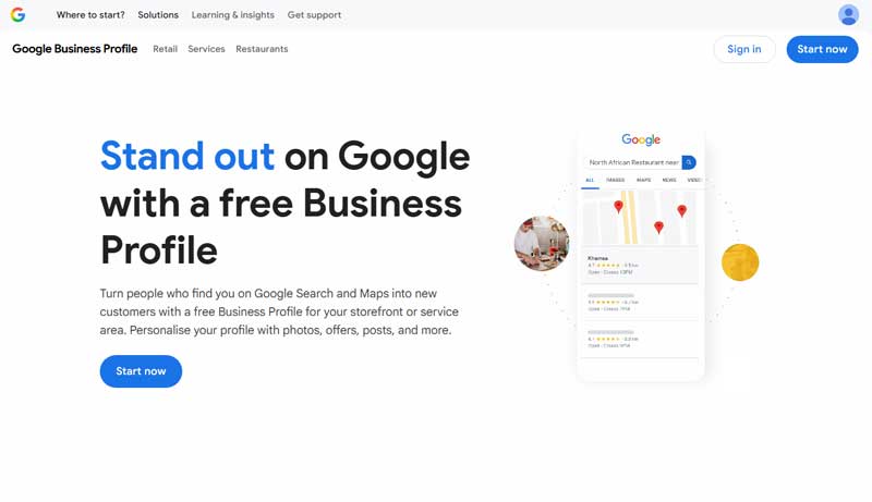 Improve your Google Business Profile to rank higher and sell more. Screenshot of a Google Business Profile promotion.